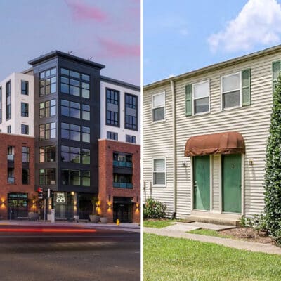 Split image showing an A and A C class apartment in Nashville, TN