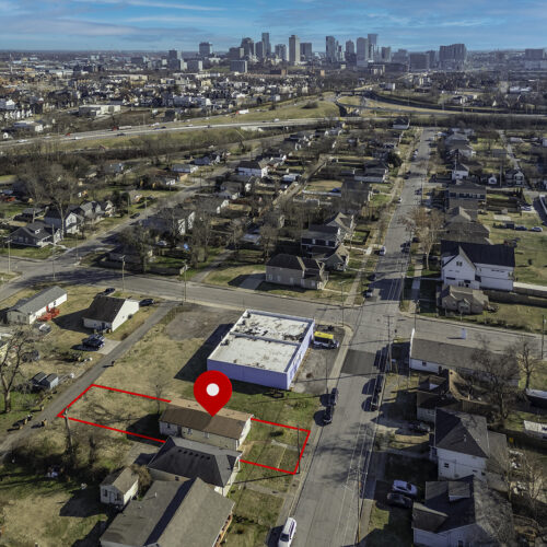 Aerial View of the duplex listed in North Nashville